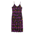 Halloween Pumpkin Smiley Faces Print Jersey Midi Cami Dress