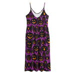 Halloween Pumpkin Smiley Faces Print Jersey Midi Cami Dress