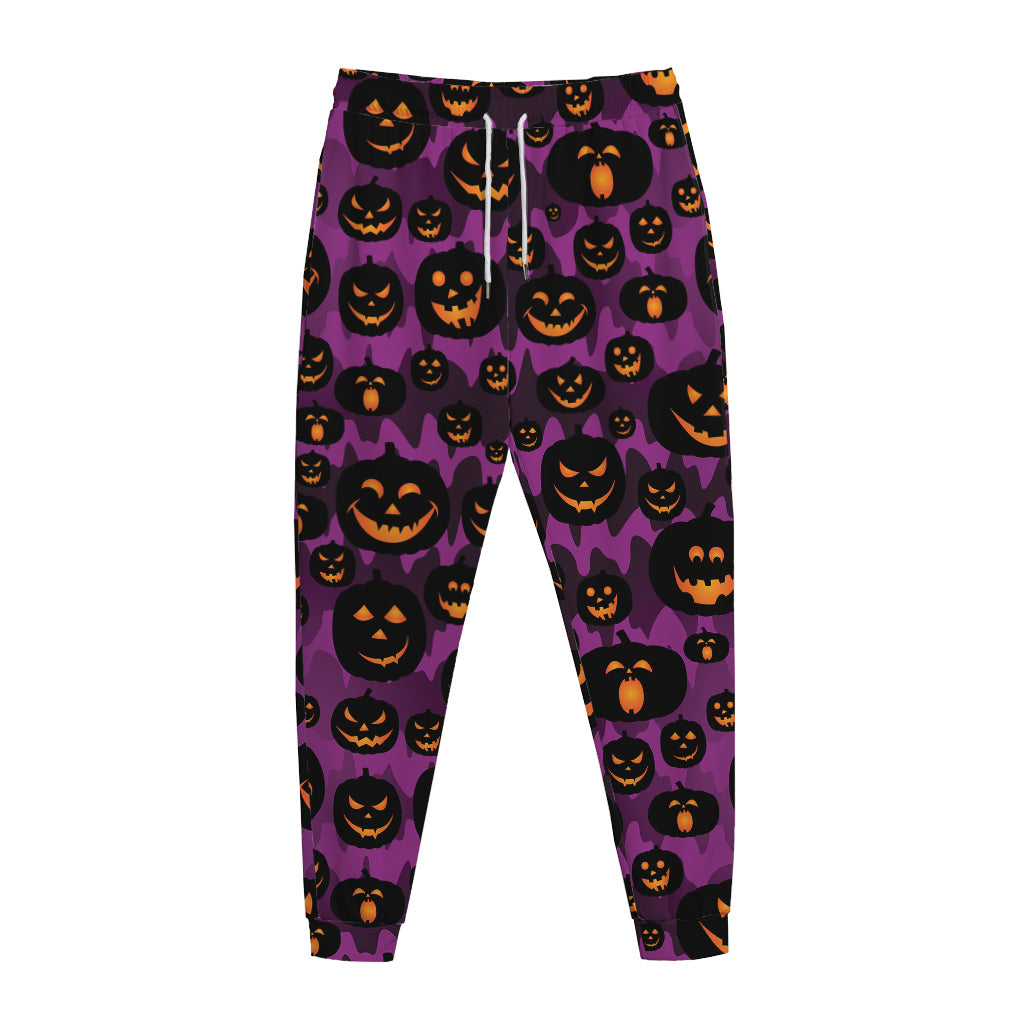 Halloween Pumpkin Smiley Faces Print Jogger Pants