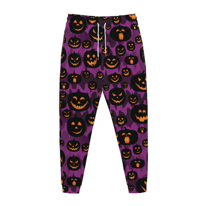 Halloween Pumpkin Smiley Faces Print Jogger Pants