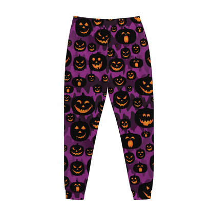 Halloween Pumpkin Smiley Faces Print Jogger Pants