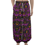 Halloween Pumpkin Smiley Faces Print Lantern Pants