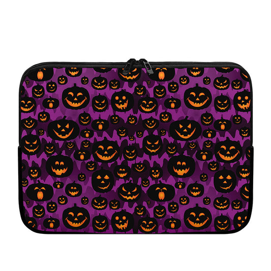 Halloween Pumpkin Smiley Faces Print Laptop Sleeve