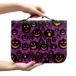 Halloween Pumpkin Smiley Faces Print Leather Bible Cover
