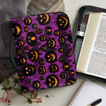 Halloween Pumpkin Smiley Faces Print Leather Bible Cover