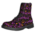 Halloween Pumpkin Smiley Faces Print Lace-Up Boots