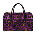 Halloween Pumpkin Smiley Faces Print Leather Duffel Bag