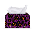 Halloween Pumpkin Smiley Faces Print Leather Tissue Box Cover