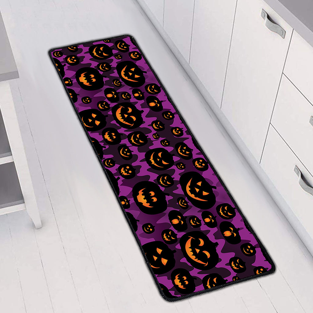 Halloween Pumpkin Smiley Faces Print Long Kitchen Mat