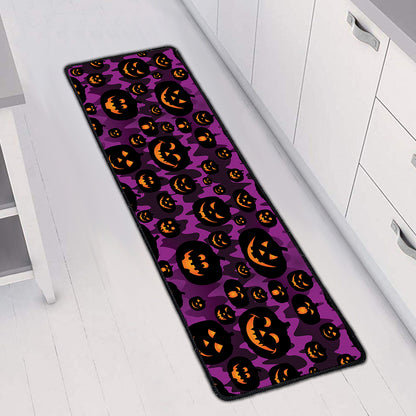 Halloween Pumpkin Smiley Faces Print Long Kitchen Mat