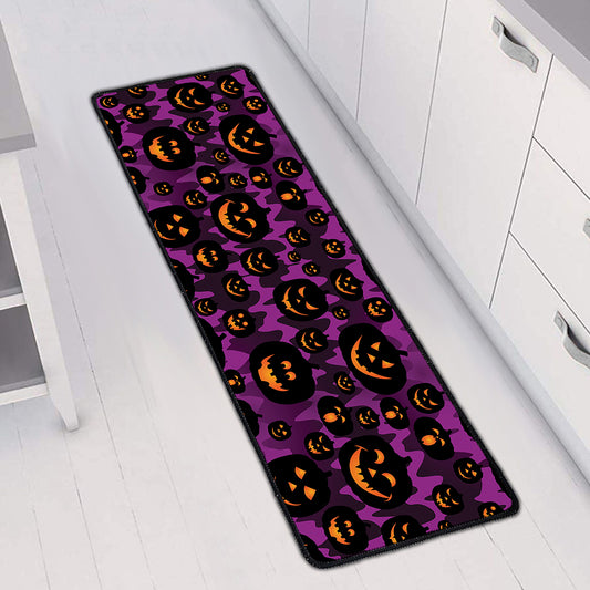 Halloween Pumpkin Smiley Faces Print Long Kitchen Mat