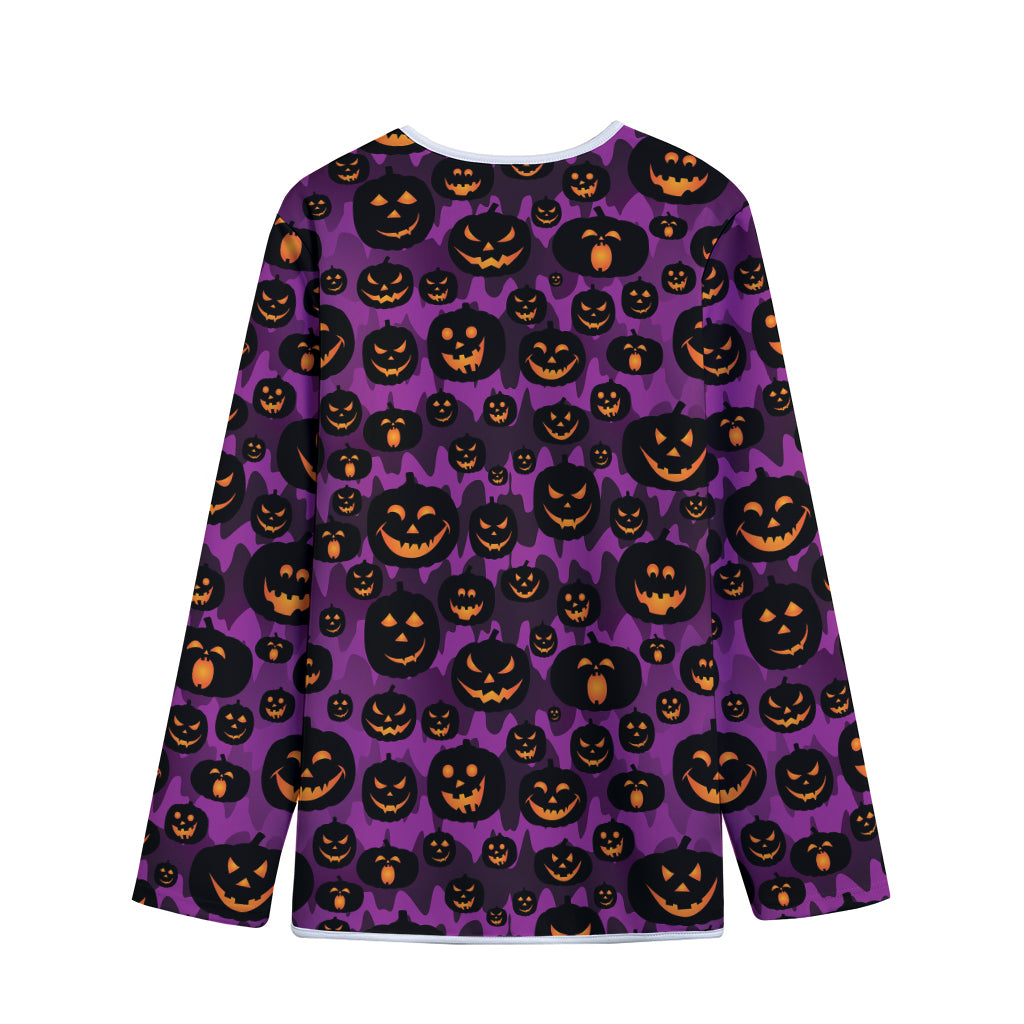 Halloween Pumpkin Smiley Faces Print Long Sleeve Short Coat