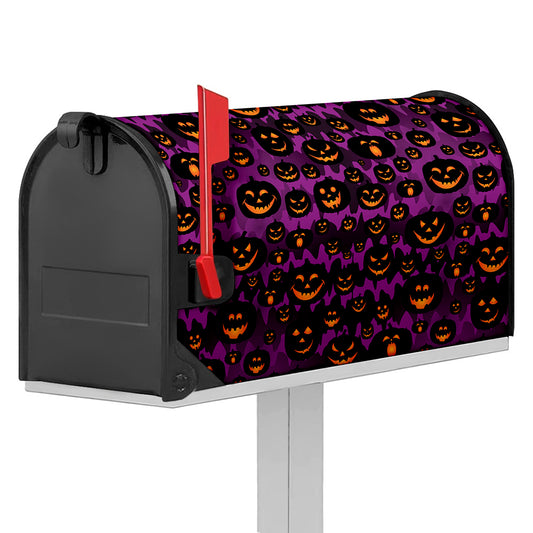Halloween Pumpkin Smiley Faces Print Mailbox Cover