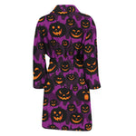Halloween Pumpkin Smiley Faces Print Men's Bathrobe