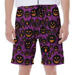 Halloween Pumpkin Smiley Faces Print Men's Beach Shorts