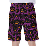 Halloween Pumpkin Smiley Faces Print Men's Beach Shorts