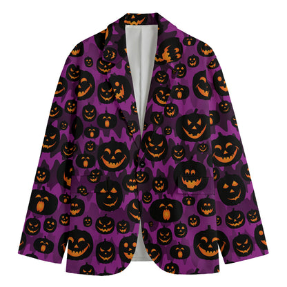 Halloween Pumpkin Smiley Faces Print Men's Blazer
