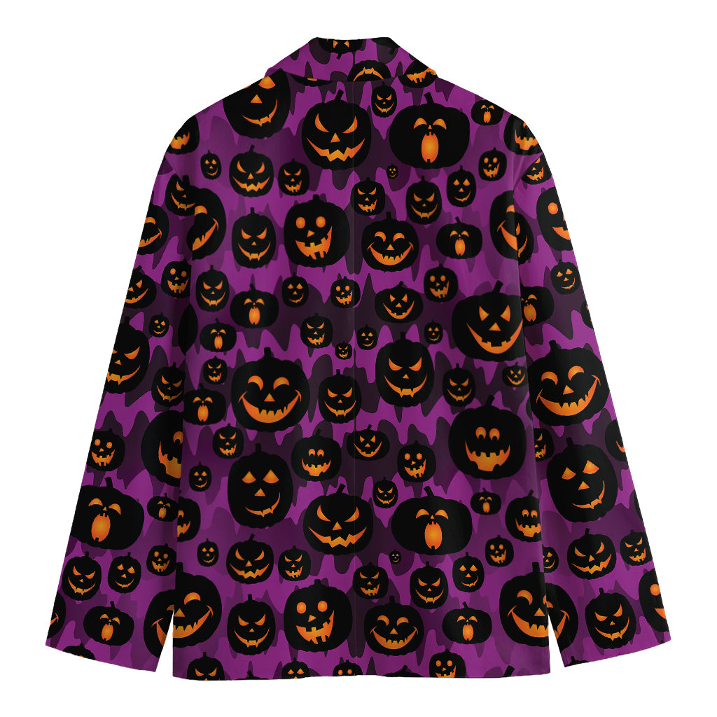 Halloween Pumpkin Smiley Faces Print Men's Cotton Blazer