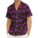 Halloween Pumpkin Smiley Faces Print Men's Deep V-Neck Shirt