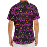 Halloween Pumpkin Smiley Faces Print Men's Deep V-Neck Shirt