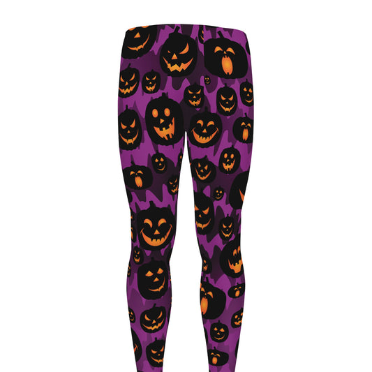 Halloween Pumpkin Smiley Faces Print Men's leggings
