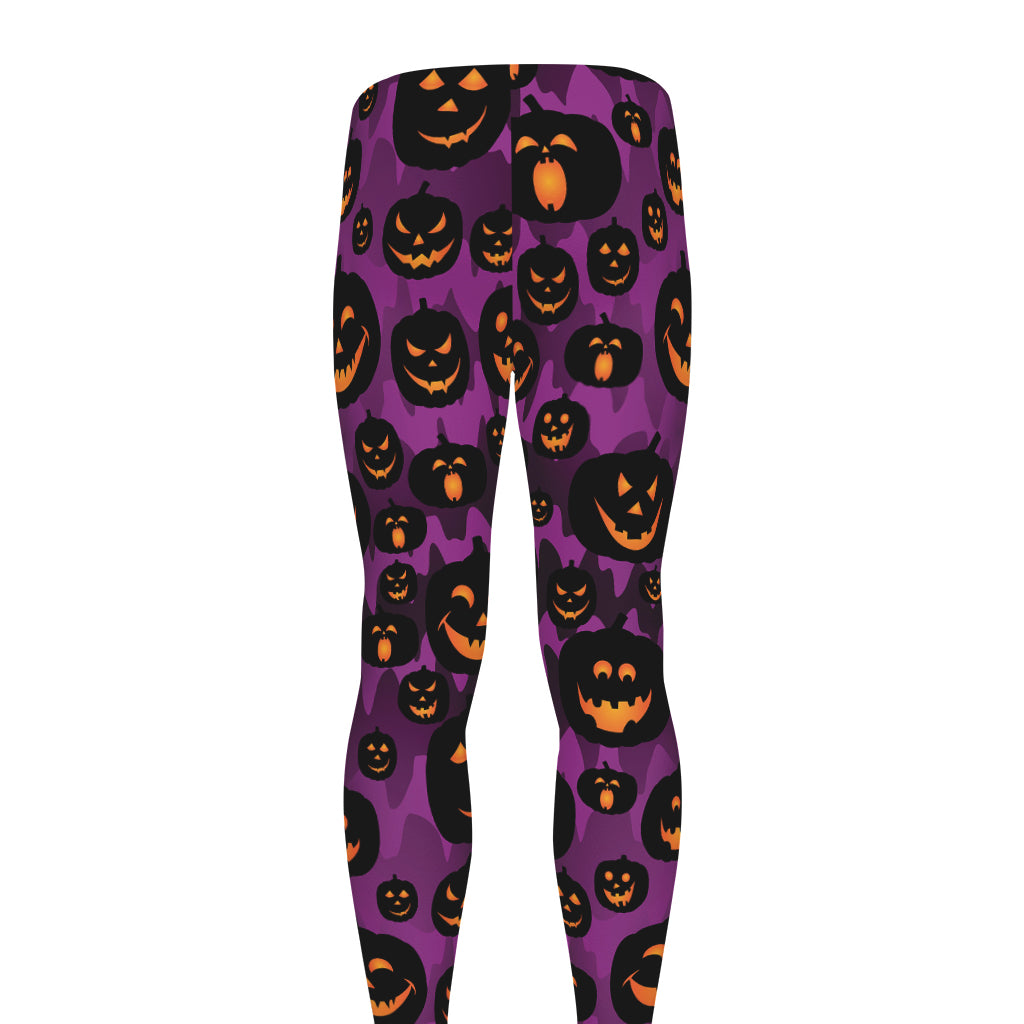 Halloween Pumpkin Smiley Faces Print Men's leggings