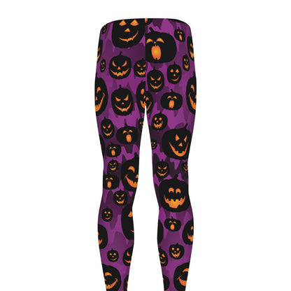 Halloween Pumpkin Smiley Faces Print Men's leggings