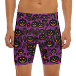 Halloween Pumpkin Smiley Faces Print Men's Long Boxer Briefs