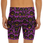 Halloween Pumpkin Smiley Faces Print Men's Long Boxer Briefs
