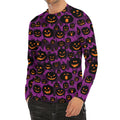 Halloween Pumpkin Smiley Faces Print Men's Long Sleeve Rash Guard