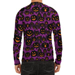 Halloween Pumpkin Smiley Faces Print Men's Long Sleeve Rash Guard