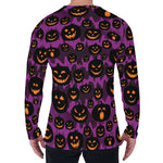 Halloween Pumpkin Smiley Faces Print Men's Long Sleeve T-Shirt