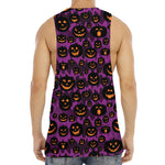 Halloween Pumpkin Smiley Faces Print Men's Muscle Tank Top