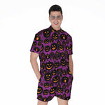 Halloween Pumpkin Smiley Faces Print Men's Rompers