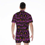 Halloween Pumpkin Smiley Faces Print Men's Rompers