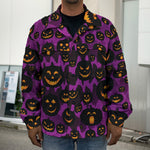 Halloween Pumpkin Smiley Faces Print Men's Shirt Jacket