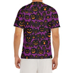 Halloween Pumpkin Smiley Faces Print Men's Short Sleeve Rash Guard