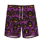 Halloween Pumpkin Smiley Faces Print Men's Sports Shorts