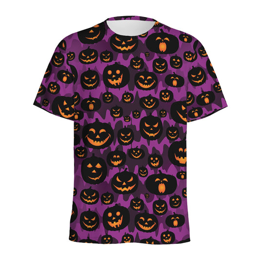 Halloween Pumpkin Smiley Faces Print Men's Sports T-Shirt