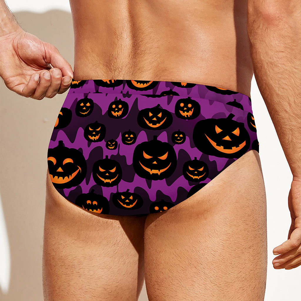 Halloween Pumpkin Smiley Faces Print Men's Swim Briefs
