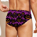 Halloween Pumpkin Smiley Faces Print Men's Swim Briefs