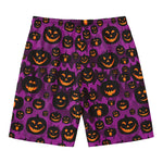 Halloween Pumpkin Smiley Faces Print Men's Swim Trunks