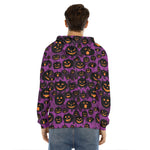 Halloween Pumpkin Smiley Faces Print Men's Velvet Pullover Hoodie