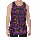 Halloween Pumpkin Smiley Faces Print Men's Velvet Tank Top