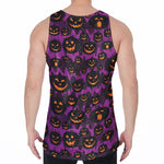 Halloween Pumpkin Smiley Faces Print Men's Velvet Tank Top