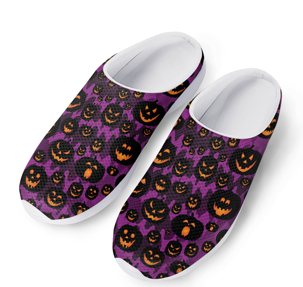 Halloween Pumpkin Smiley Faces Print Mesh Casual Shoes