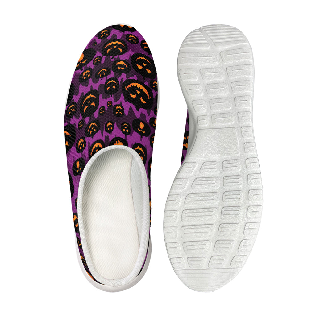 Halloween Pumpkin Smiley Faces Print Mesh Casual Shoes