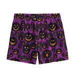 Halloween Pumpkin Smiley Faces Print Mesh Shorts