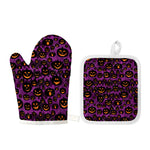 Halloween Pumpkin Smiley Faces Print Oven Mitt And Pot Holder Set