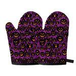 Halloween Pumpkin Smiley Faces Print Oven Mitts